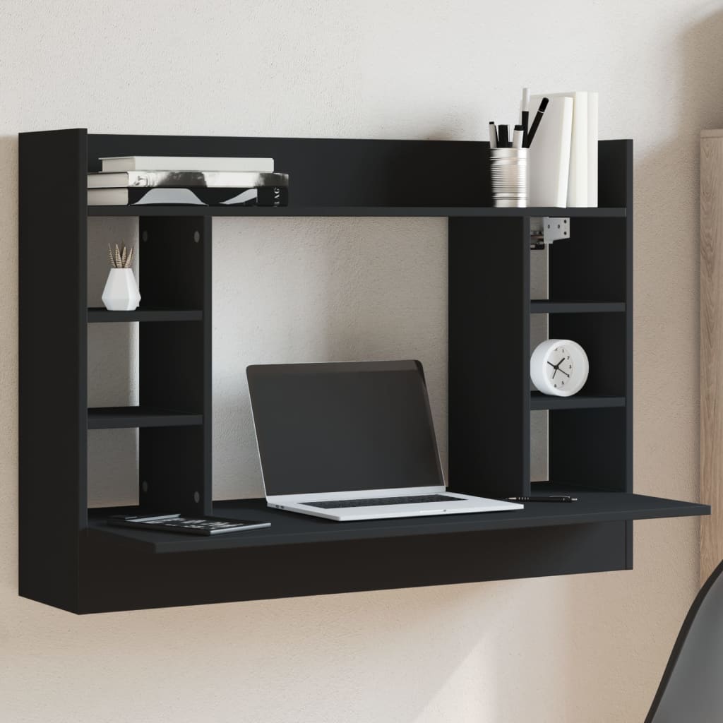 Wall-Mounted Desk Black 105x48x75 cm Engineered Wood