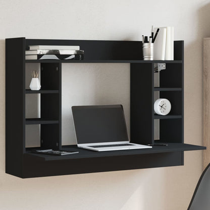 Wall-Mounted Desk Black 105x48x75 cm Engineered Wood