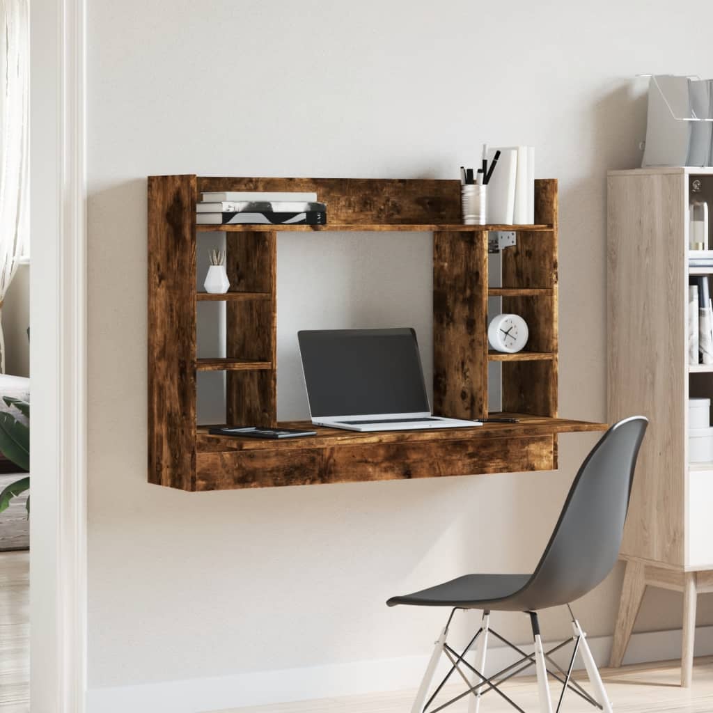 Wall-Mounted Desk Smoked Oak 105x48x75 cm Engineered Wood