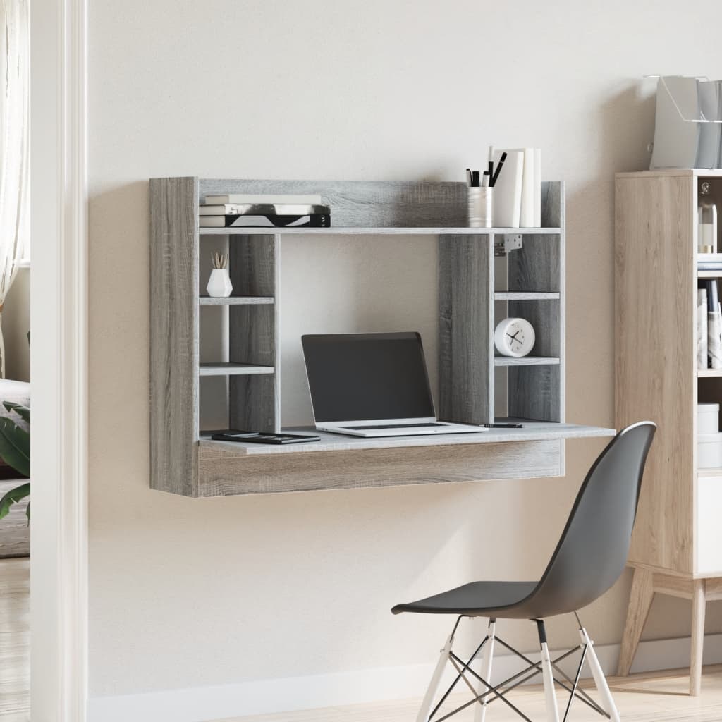 Wall-Mounted Desk Grey Sonoma 105x48x75 cm Engineered Wood