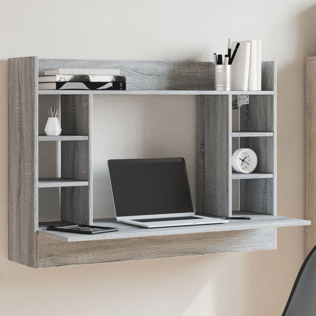 Wall-Mounted Desk Grey Sonoma 105x48x75 cm Engineered Wood