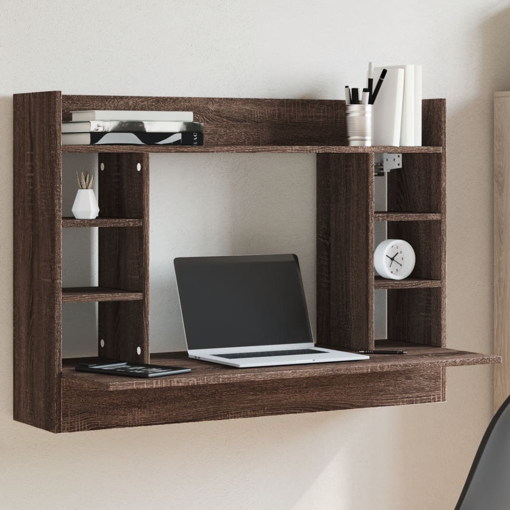 Wall-Mounted Desk Brown Oak 105x48x75 cm Engineered Wood