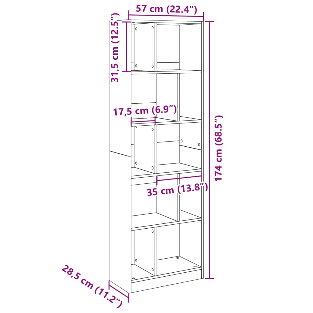 Bookcase Sonoma Oak 57x28.5x174 cm Engineered Wood