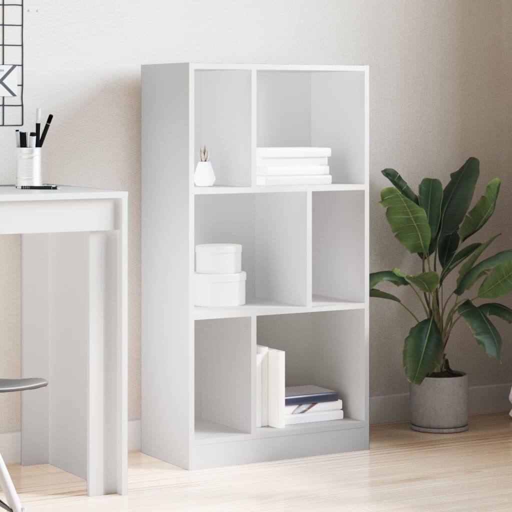 Bookcase White 57x28.5x107.5 cm Engineered Wood