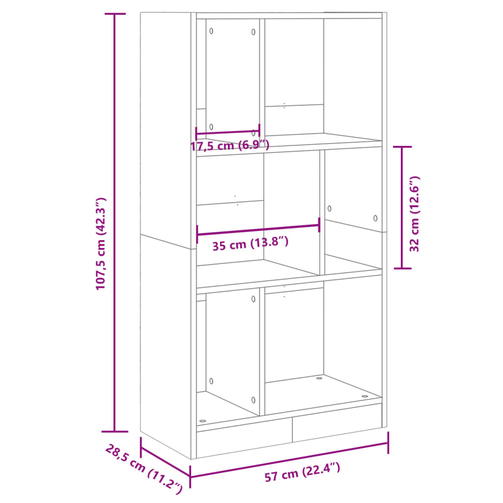 Bookcase Sonoma Oak 57x28.5x107.5 cm Engineered Wood