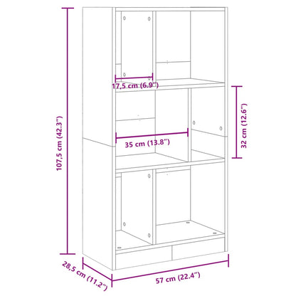 Bookcase Smoked Oak 57x28.5x107.5 cm Engineered Wood