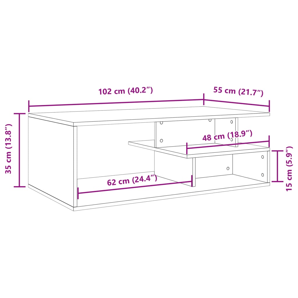 Coffee Table Sonoma Oak 102x55x35 cm Engineered Wood