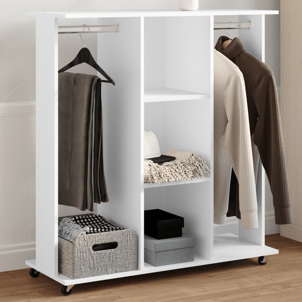 Wardrobe with Wheels White 102x38x110 cm Engineered Wood