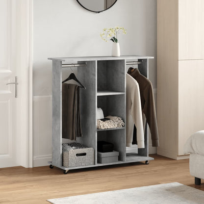 Wardrobe with Wheels Concrete Grey 102x38x110 cm Engineered Wood