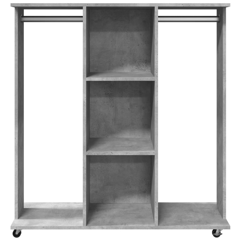 Wardrobe with Wheels Concrete Grey 102x38x110 cm Engineered Wood