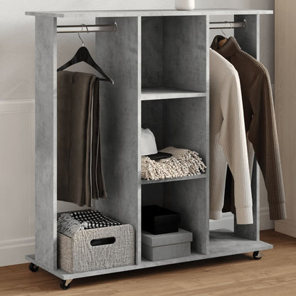 Wardrobe with Wheels Concrete Grey 102x38x110 cm Engineered Wood