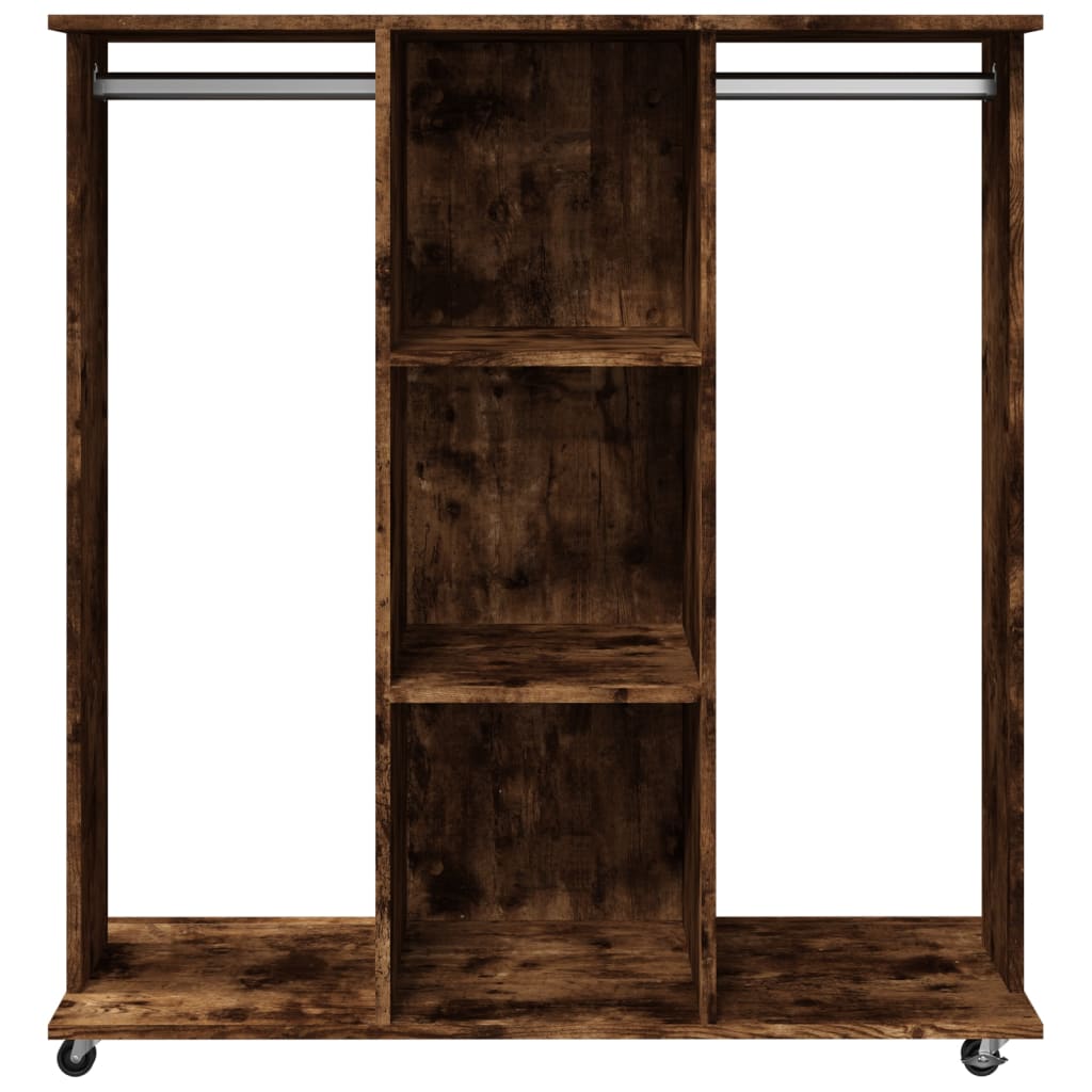 Wardrobe with Wheels Smoked Oak 102x38x110 cm Engineered Wood