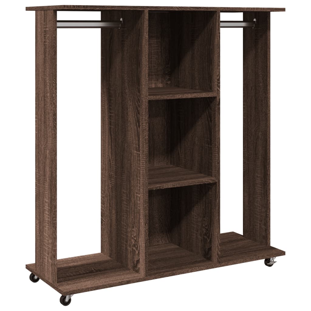 Wardrobe with Wheels Brown Oak 102x38x110 cm Engineered Wood