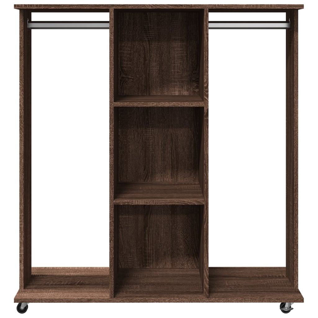 Wardrobe with Wheels Brown Oak 102x38x110 cm Engineered Wood