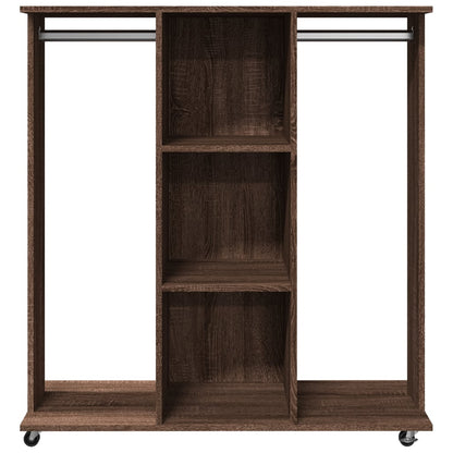 Wardrobe with Wheels Brown Oak 102x38x110 cm Engineered Wood