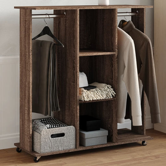 Wardrobe with Wheels Brown Oak 102x38x110 cm Engineered Wood