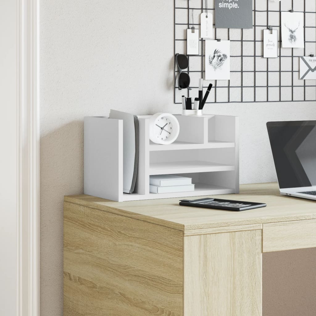 Desk Organiser White 44.5x24x25 cm Engineered wood