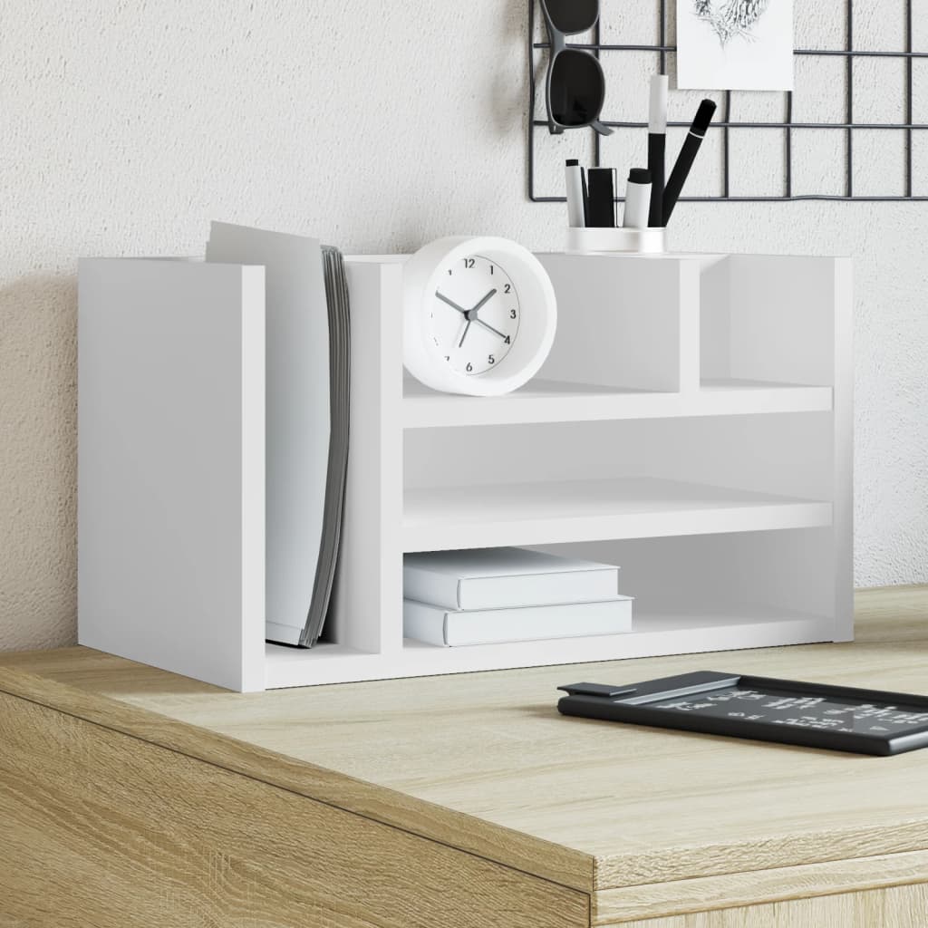 Desk Organiser White 44.5x24x25 cm Engineered wood