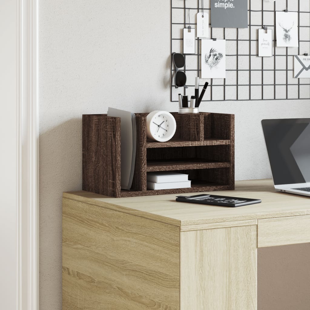 Desk Organiser Brown Oak 44.5x24x25 cm Engineered wood