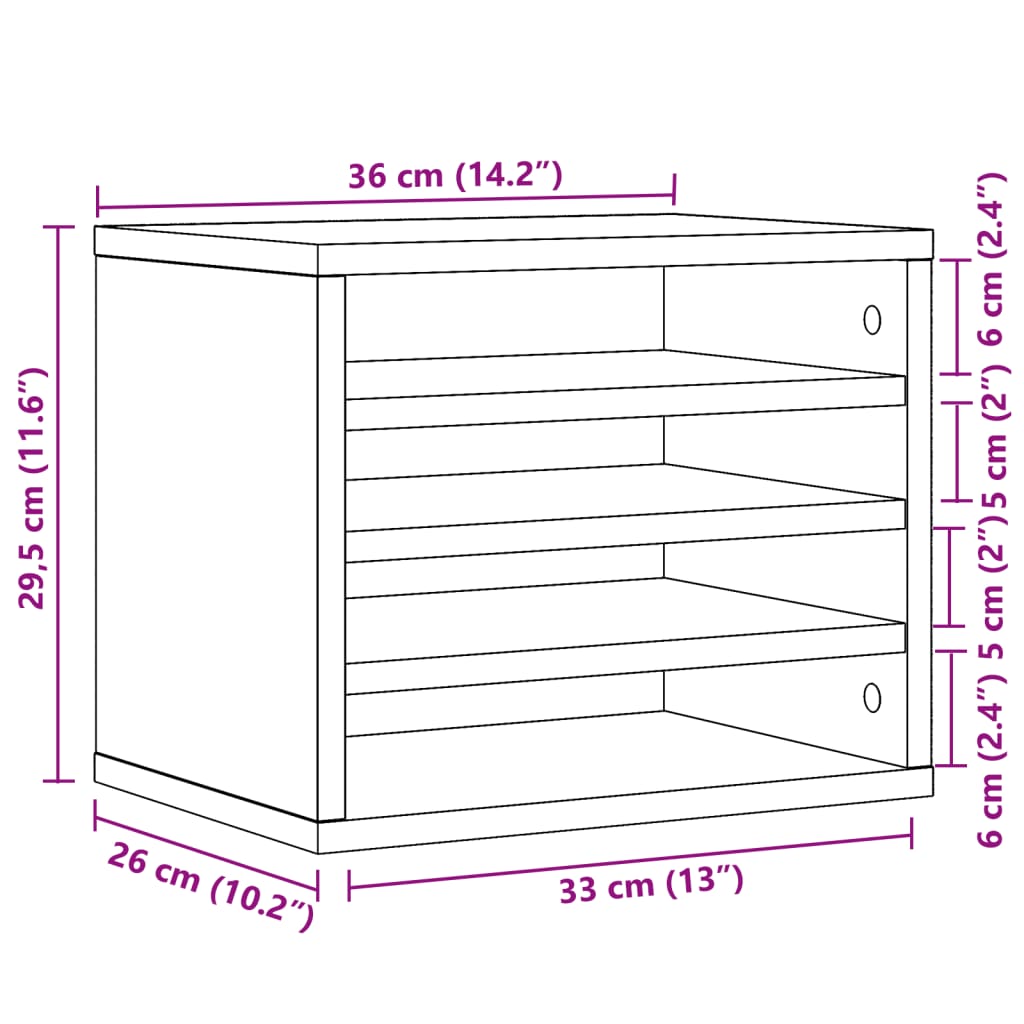 Desk Organiser White 36x26x29.5 cm Engineered wood