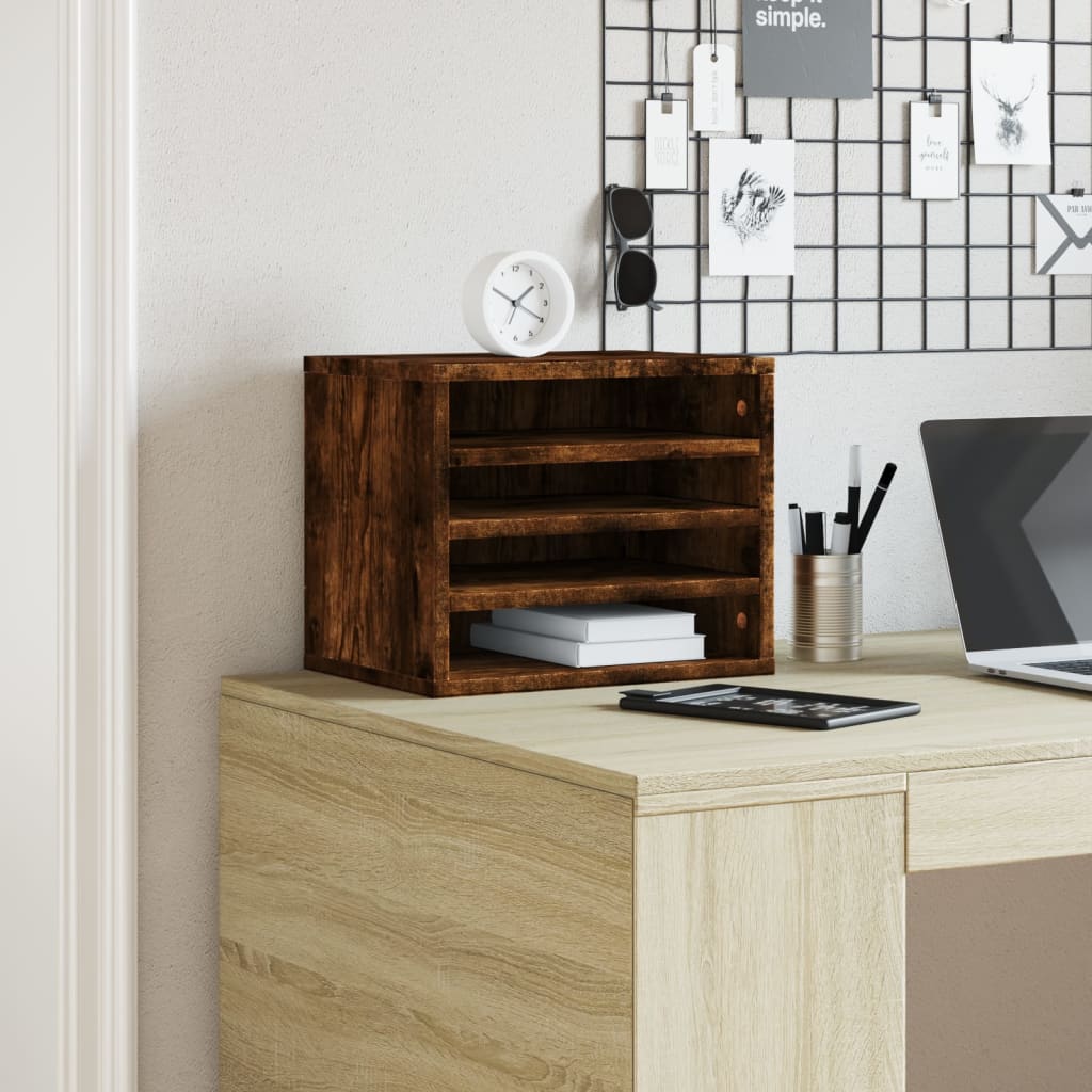 Desk Organiser Smoked Oak 36x26x29.5 cm Engineered wood