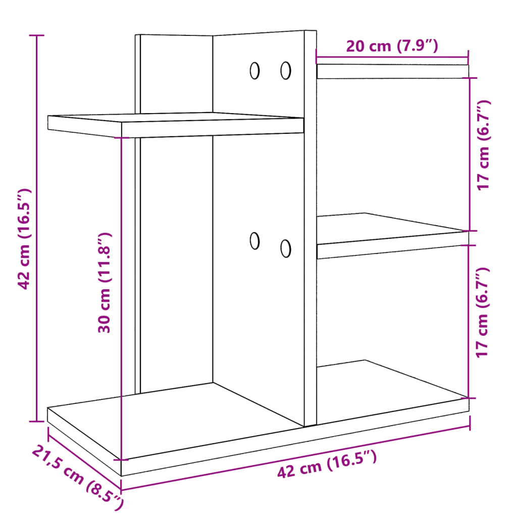 Desk Organiser White 42x21.5x42 cm Engineered wood