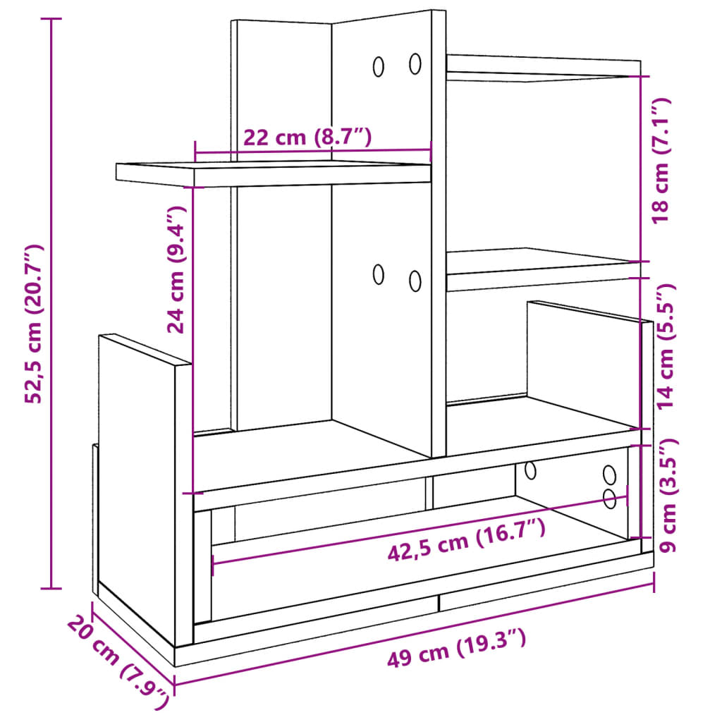 Desk Organiser White 49x20x52.5 cm Engineered wood