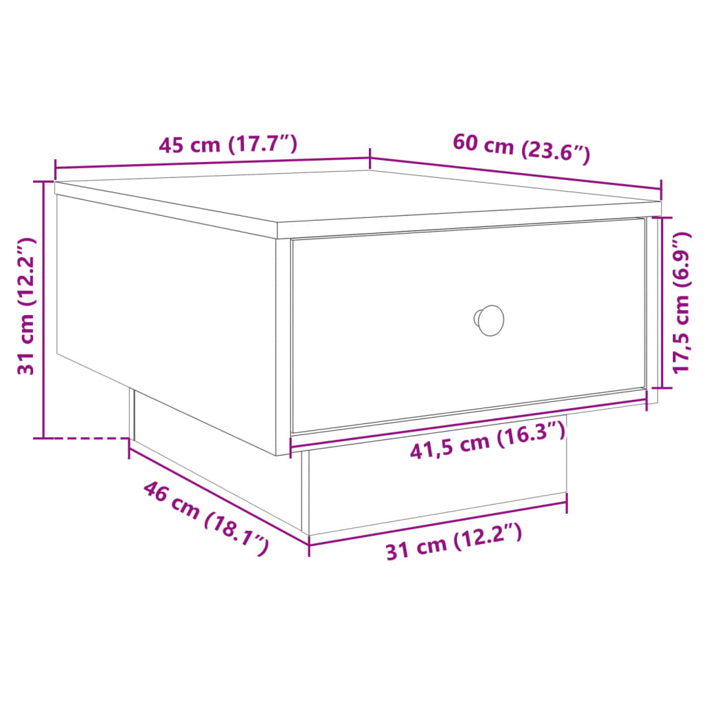 Coffee Table White 60x45x31 cm Engineered Wood