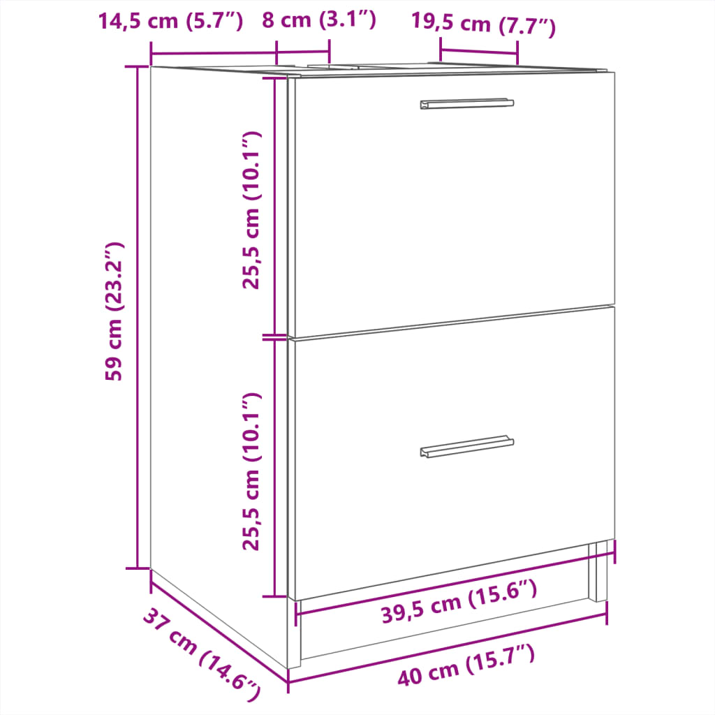 Sink Cabinet Grey Sonoma 40x37x59 cm Engineered Wood