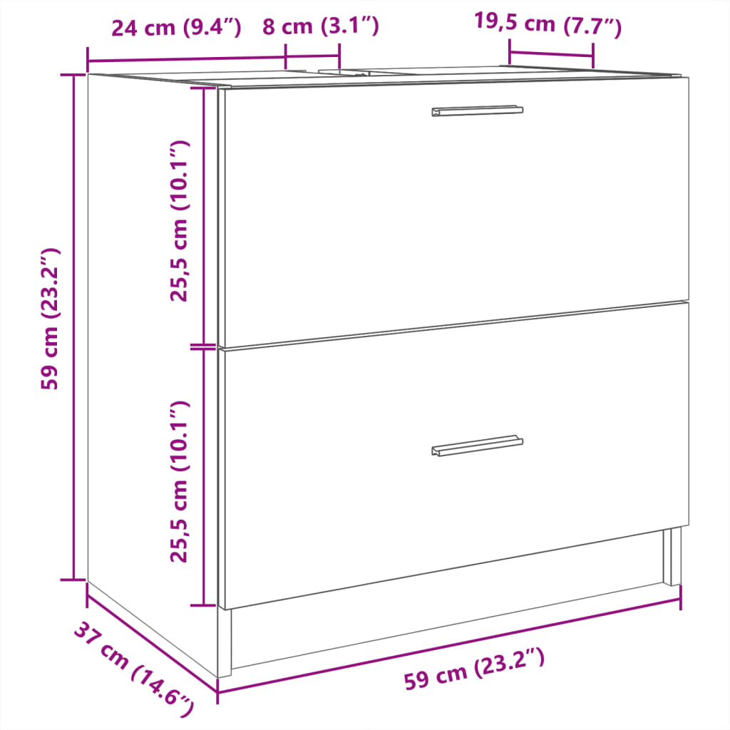 Sink Cabinet Sonoma Oak 59x37x59 cm Engineered Wood