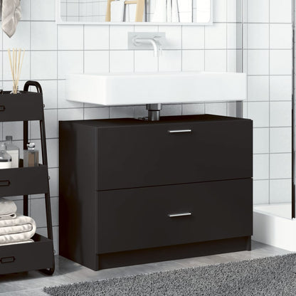 Sink Cabinet Black 78x37x59 cm Engineered Wood