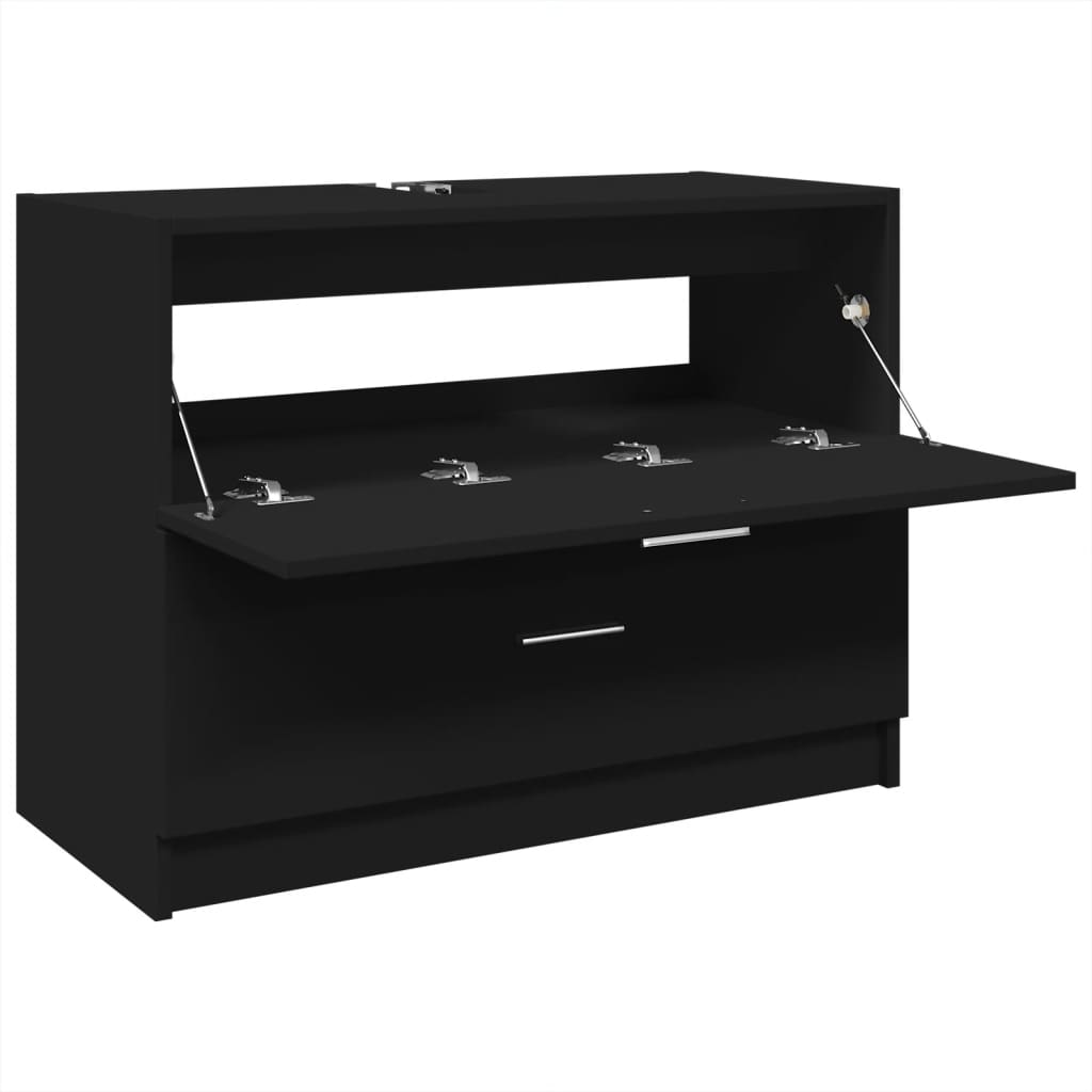 Sink Cabinet Black 78x37x59 cm Engineered Wood