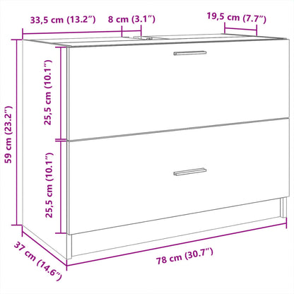 Sink Cabinet Black 78x37x59 cm Engineered Wood