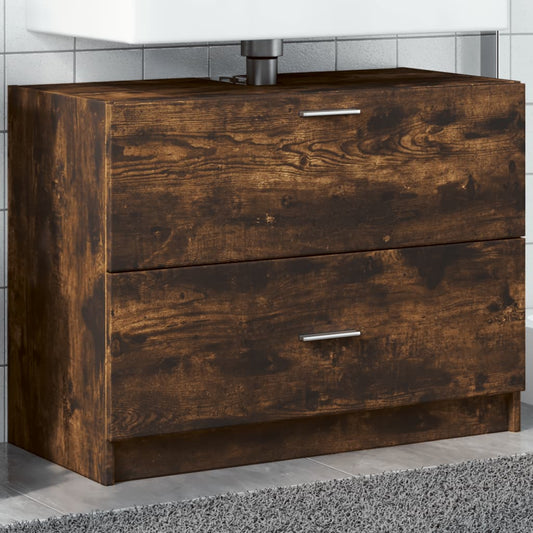 Sink Cabinet Smoked Oak 78x37x59 cm Engineered Wood