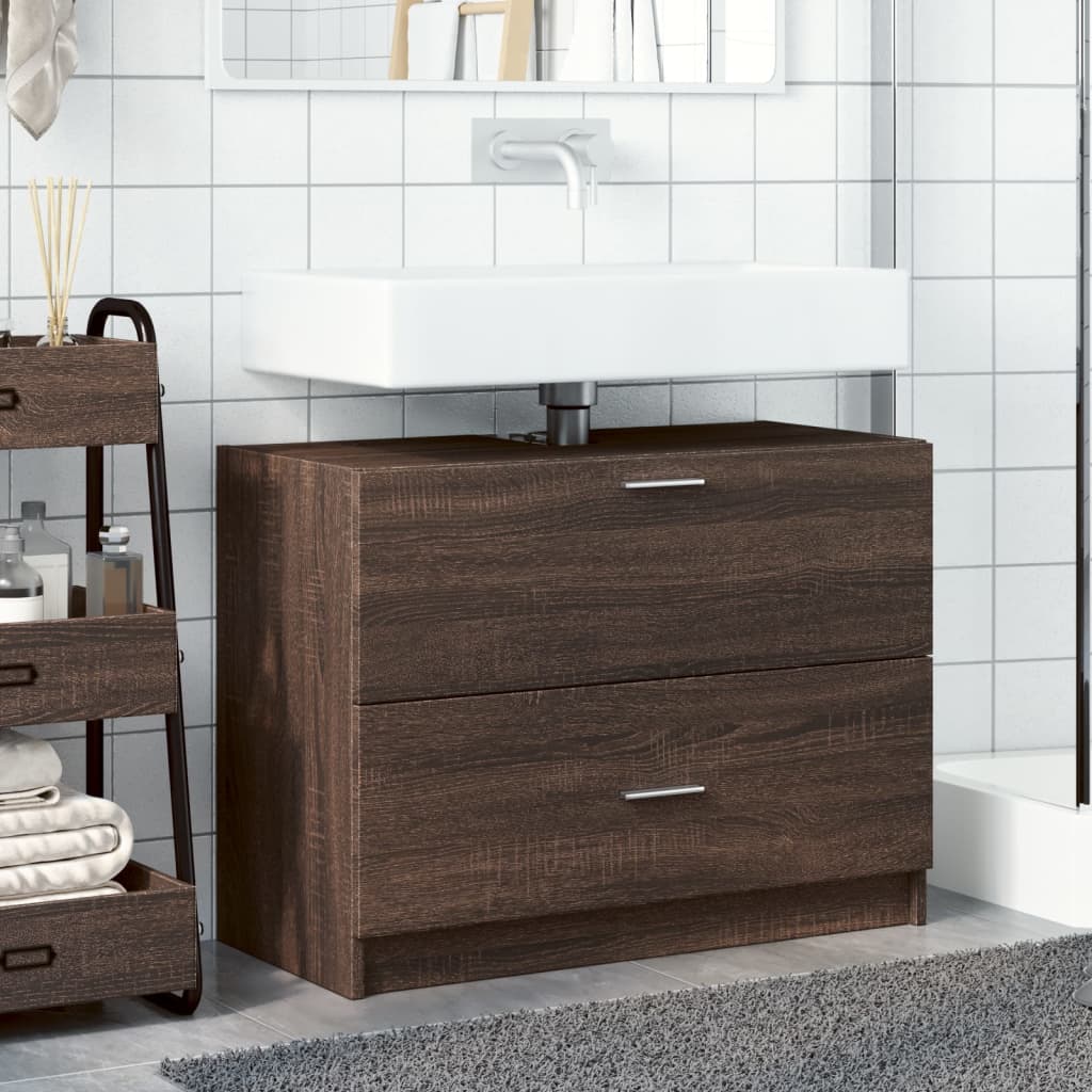 Sink Cabinet Brown Oak 78x37x59 cm Engineered Wood