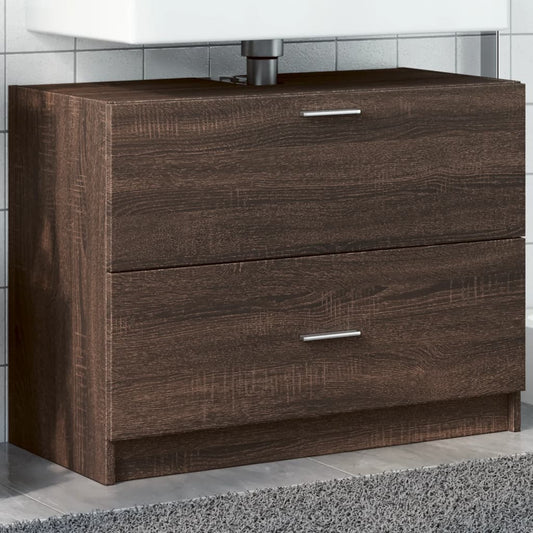 Sink Cabinet Brown Oak 78x37x59 cm Engineered Wood