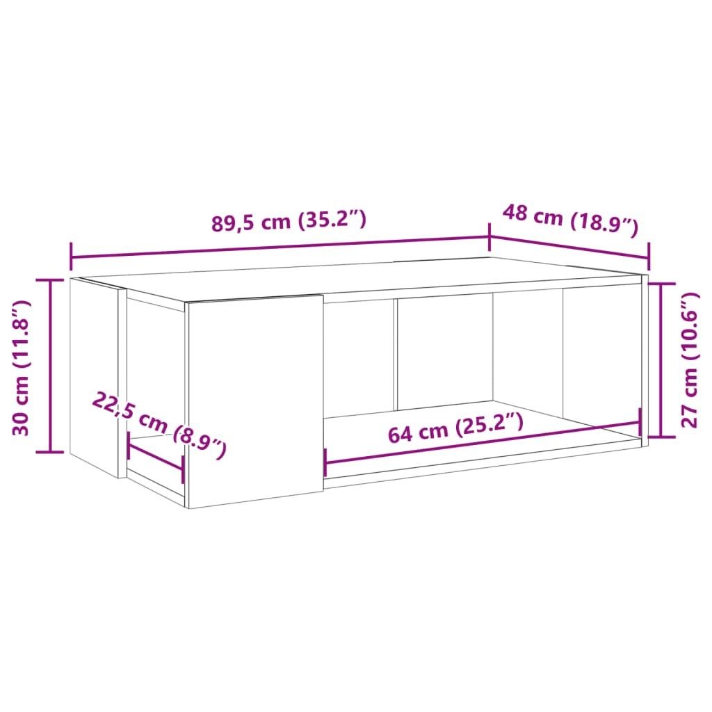 Coffee Table Sonoma Oak 89.5x48x30 cm Engineered Wood