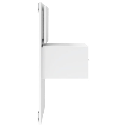 Wall-mounted Bedside Cabinet with LED Lights White