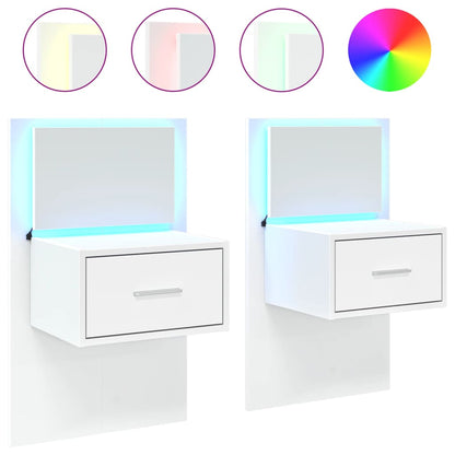 Wall-mounted Bedside Cabinets with LED Lights 2 pcs White