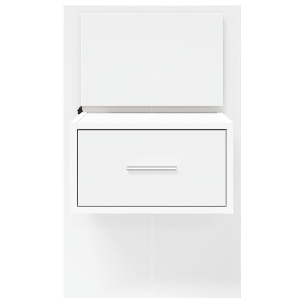 Wall-mounted Bedside Cabinets with LED Lights 2 pcs White