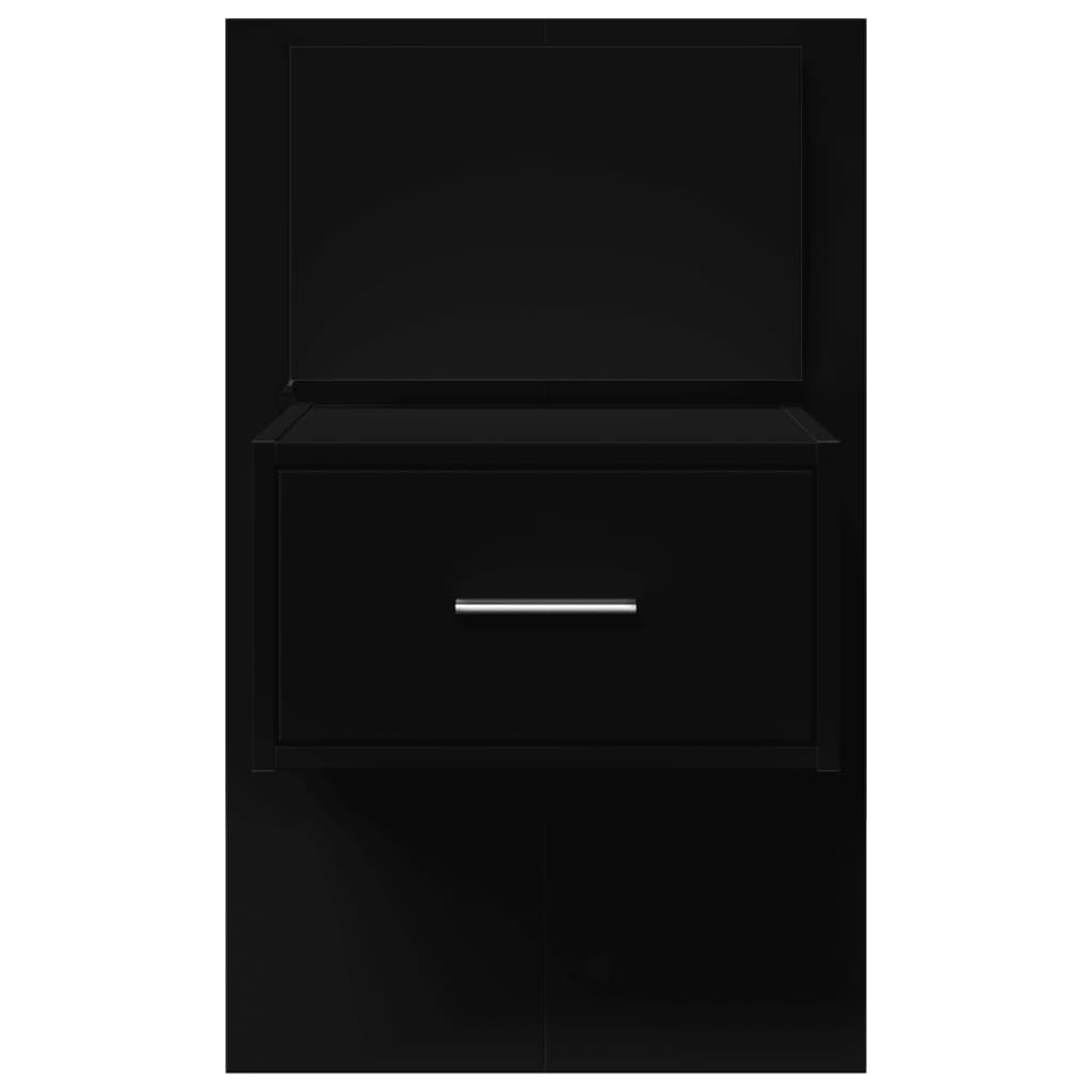 Wall-mounted Bedside Cabinet with LED Lights Black