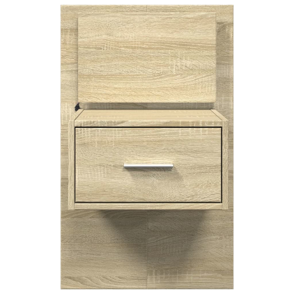 Wall-mounted Bedside Cabinet with LED Lights Sonoma Oak