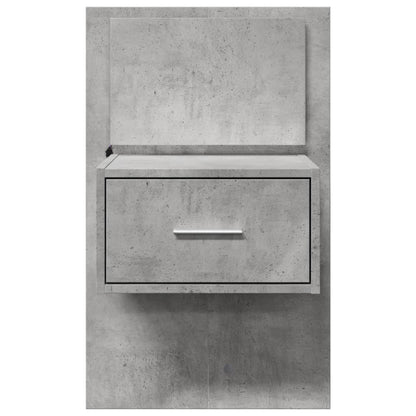 Wall-mounted Bedside Cabinet with LED Lights Concrete Grey