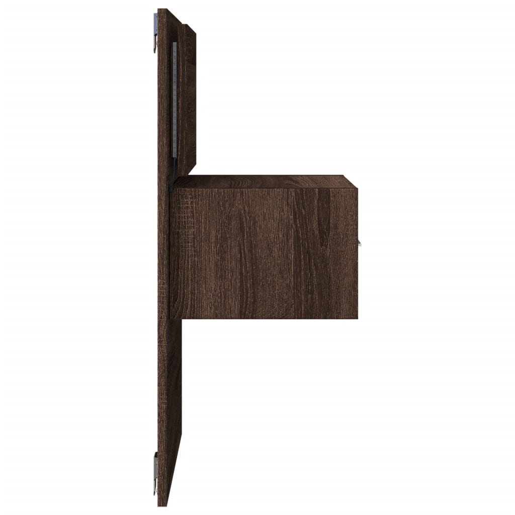 Wall-mounted Bedside Cabinet with LED Lights Brown Oak