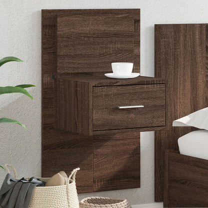 Wall-mounted Bedside Cabinet with LED Lights Brown Oak