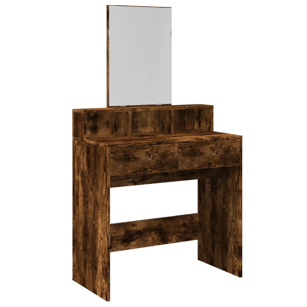 Dressing Table with Mirror Smoked Oak 80x41x144.5 cm