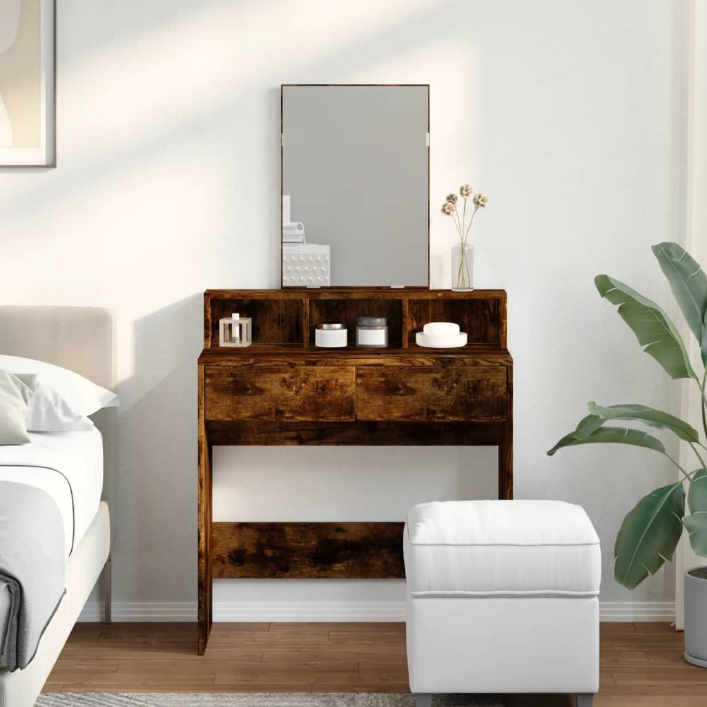 Dressing Table with Mirror Smoked Oak 80x41x144.5 cm