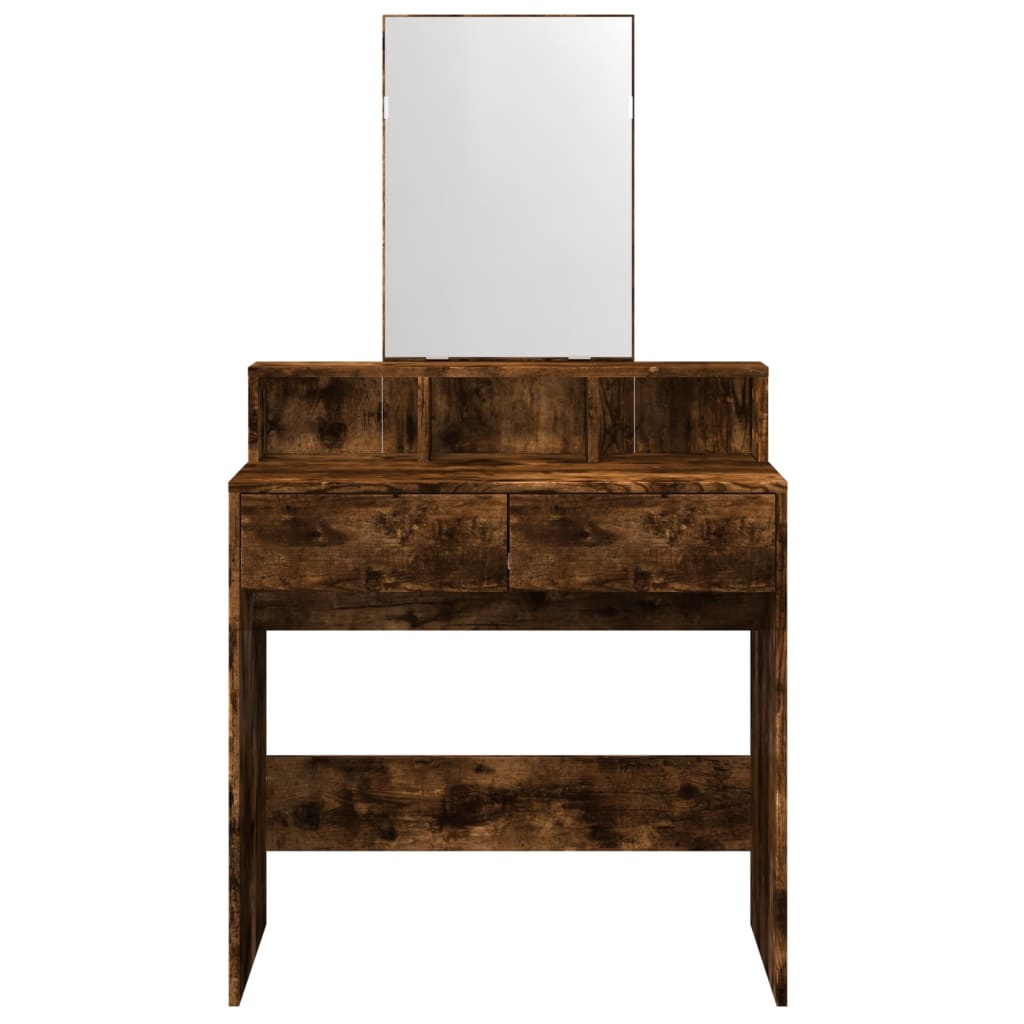 Dressing Table with Mirror Smoked Oak 80x41x144.5 cm