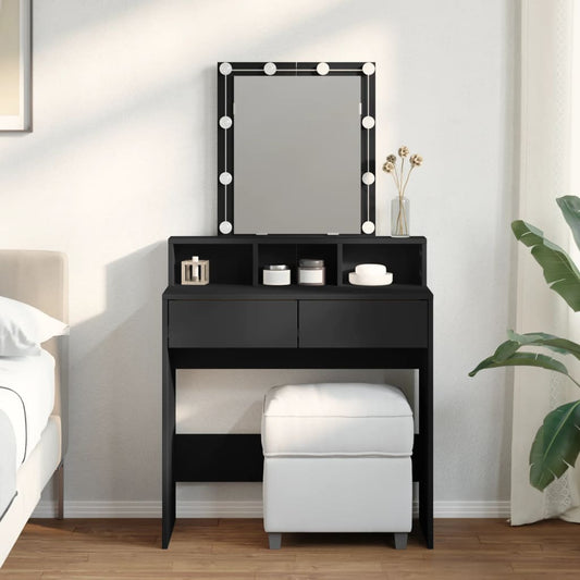 Dressing Table with LED Black 80x41x144.5 cm