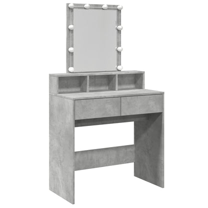 Dressing Table with LED Concrete Grey 80x41x144.5 cm